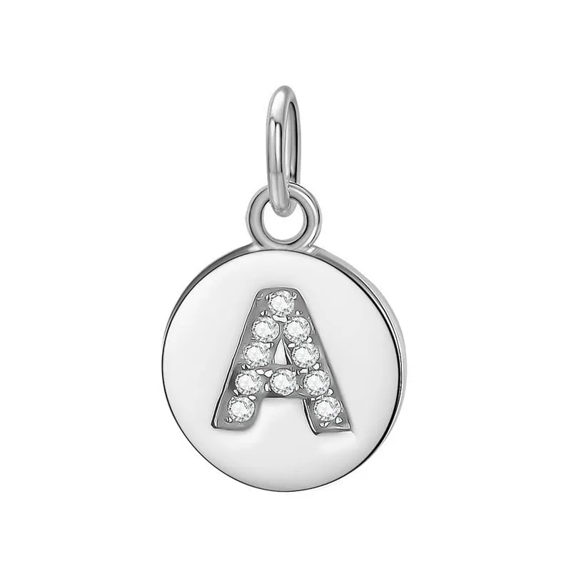 Sterling Silver Round 26 Letter Pendant