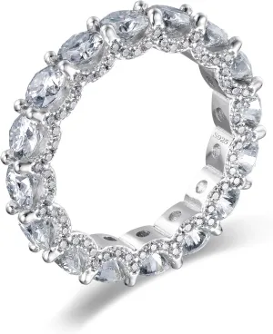 WES Wedding Band Ring for Women, 5.3cttw D Color VVS1 Lab Created Moissanite Ring,Round Cut Sterling Silver Moissanite Eternity Ring, Anniversary Engagement Stackable Rings