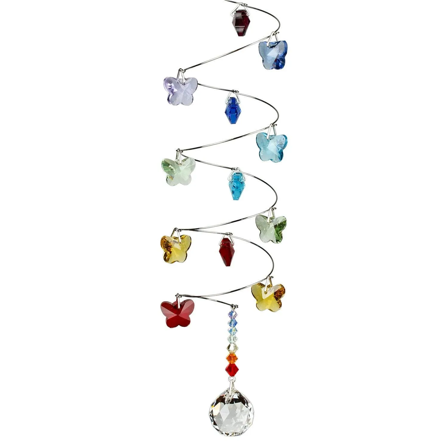Woodstock Chimes - Crystal Spiral - Rainbow Butterflies, Small Ball