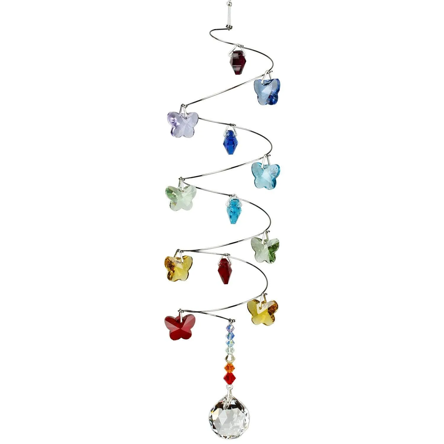 Woodstock Chimes - Crystal Spiral - Rainbow Butterflies, Small Ball